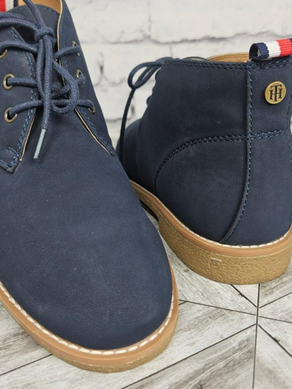 Tommy Hilfiger Mens 9 Navy Blue TWBENAY-88 Casual Chukka Boots Lace Up Career